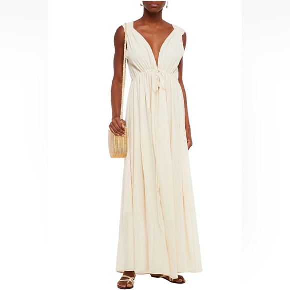 LOUP CHARMANT SIRENA Gathered Cotton Maxi Sleeveless Lined Dress M-SEE DESCRIP.